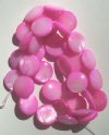 16 inch strand of 10mm Hot Pink Mother of Pearl Disks